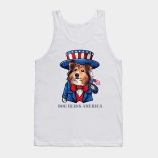 Shetland Sheepdog Dog Bless America Tank Top